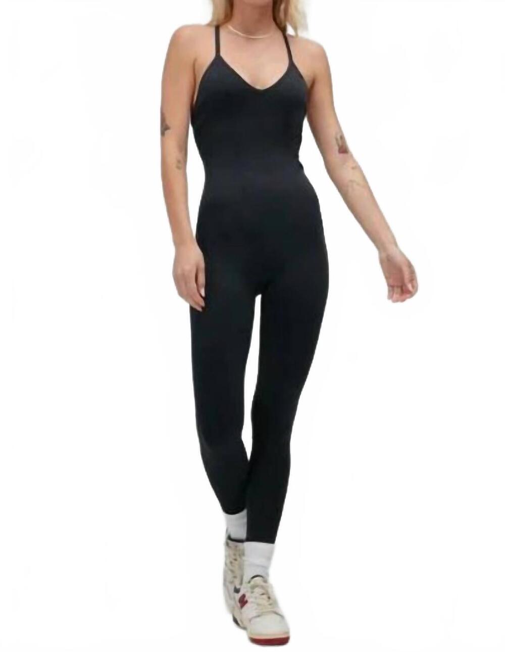 NEW SPIRITUAL GANGSTER icon t-back bodysuit in black